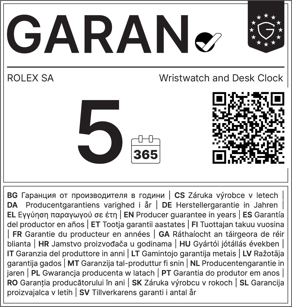 GARAN Label für Black Bay